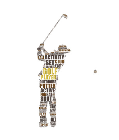 golfer silhouette vector tag cloud illustrationのイラスト素材
