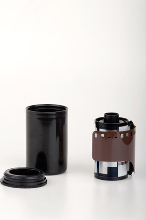 35 mm film roll on white background, can be used as background