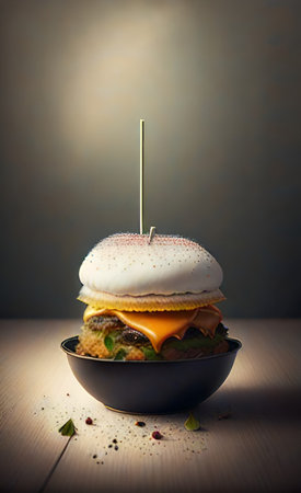 illustration of a surreal dessert made of pancake and sandwichの素材