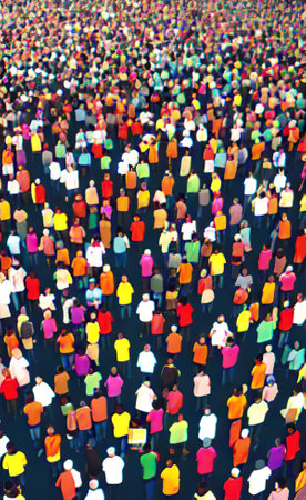 People crowd in a big city. Abstract background with many people.の素材