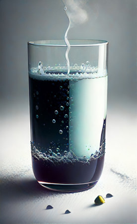 A glass of cola with bubbles on a white background. Close up.の素材