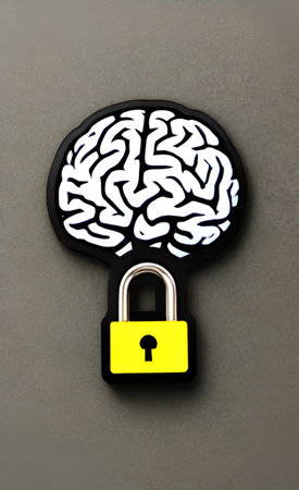 Brain with lock on the keyhole. Conceptual image of intelligence.の素材