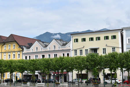 Old city Bad Ischl under blue skyの写真素材
