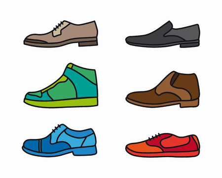 set of fashion shoes outline iconsのイラスト素材