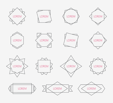 Vector set of linear design elements. Retro badges, ribbons, labels, framesのイラスト素材