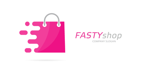 Vector fast package logo combination. Speed bag symbol or icon. Unique buy and sale logotype design template.のイラスト素材