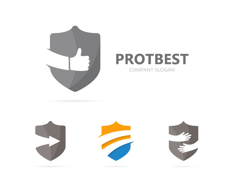 Vector of shield and like logo combination. Security and best symbol or icon. Unique protect and lawyer logotype design template.のイラスト素材