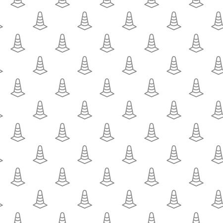 Unique digital road cones seamless pattern with various icons and symbols on white background flat vector illustrationのイラスト素材