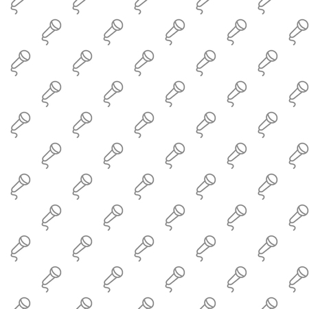 Unique digital microphones seamless pattern with various icons and symbols on white background flat vector illustrationのイラスト素材