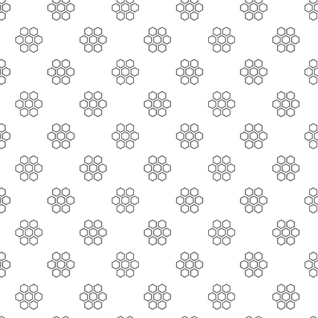 Unique digital honeycombs seamless pattern with various icons and symbols on white background flat vector illustrationのイラスト素材