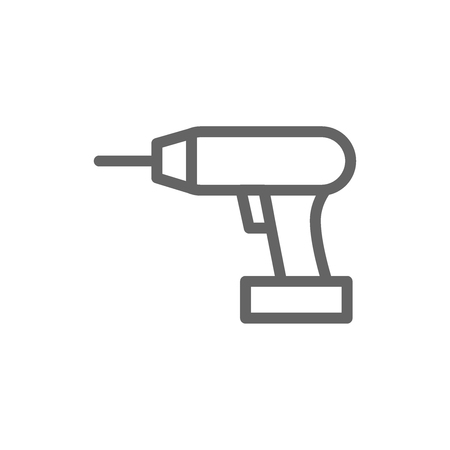 Simple drill icon. Symbol and sign vector illustration design. Editable Stroke. Isolated on white backgroundのイラスト素材