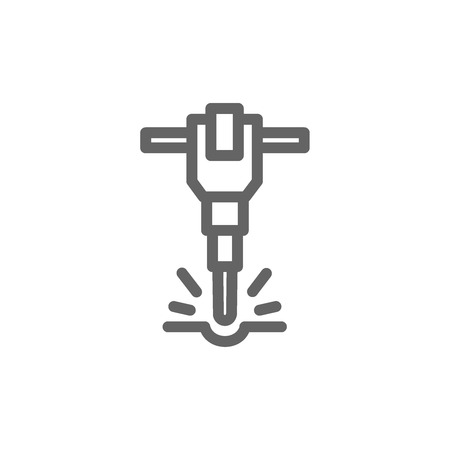 Simple jackhammer line icon. Symbol and sign vector illustration design. Editable Stroke. Isolated on white backgroundのイラスト素材