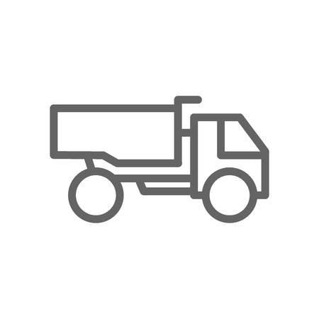 Simple heavy truck line icon. Symbol and sign vector illustration design. Editable Stroke. Isolated on white backgroundのイラスト素材