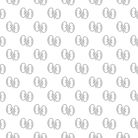 Unique kidney seamless pattern with various icons and symbols on white background flat vector illustrationのイラスト素材
