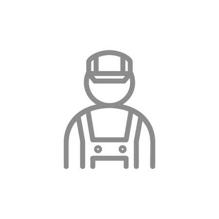 Simple mechanic, fitter, engineer line icon. Symbol and sign vector illustration design. Isolated on white backgroundのイラスト素材