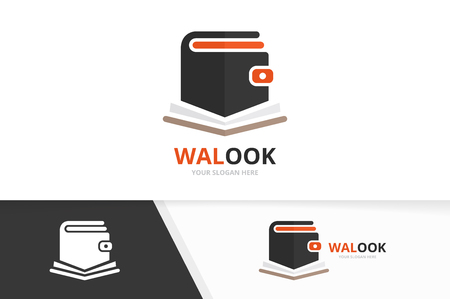 Vector wallet and open book logo combination. Purse and bookstore symbol or icon. Unique finance and library logotype design template.のイラスト素材