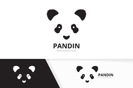 Vector panda logo combination. Animal and nature symbol or icon. Unique bear logotype design template.のイラスト素材