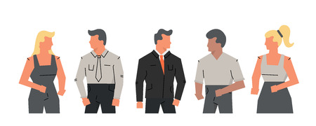 Office people discuss about social network, news, chat. Vector communication concept dialogue of man...