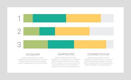 Set of green and turquoise, yellow elements for infographic presentation slides with charts, graphs, brochures, steps, number options.のイラスト素材