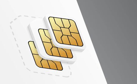 Sim cards mockup for mobile phone. Realistic sim-card in different sizes.のイラスト素材