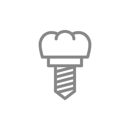 Dental implant line icon. Tooth restoration, oral cavity care, treatment symbol and sign illustration design. Isolated on white backgroundのイラスト素材
