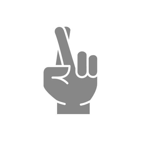 Wish for luck gray icon. Crossed fingers symbolのイラスト素材