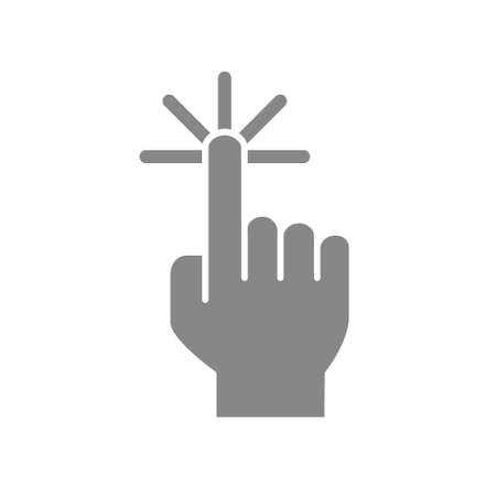 Click with one finger grey icon. Cursor pointer, touch screen hand gesture symbolのイラスト素材