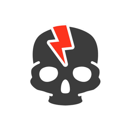 Skull with acute pain colored icon. Broken cranium, bone structure of the head symbolのイラスト素材