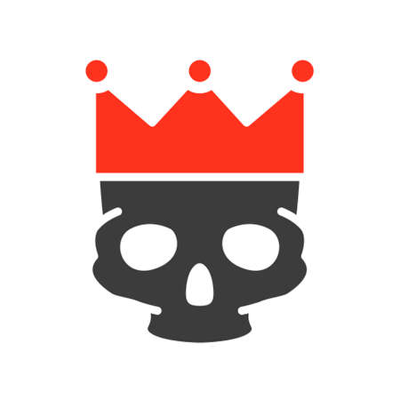Human skull with crown colored icon. Tattoo sketch, cranium symbolのイラスト素材