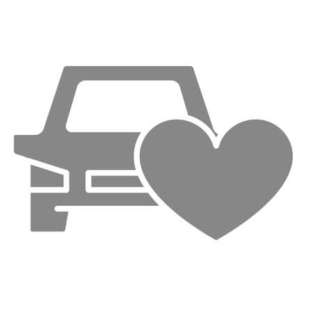 Car with heart gray icon. Car insurance, like, feedback symbolのイラスト素材