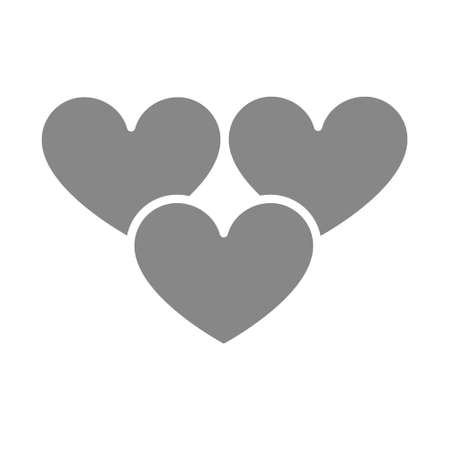 Three hearts, like gray icon. Love, feedback, friendship symbol.のイラスト素材