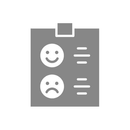 Questionnaire for evaluating service, work grey icon. Tablet with paper to the rating symbol.のイラスト素材