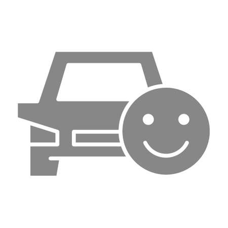 Car with happy face grey icon. The best transportation service symbol.のイラスト素材