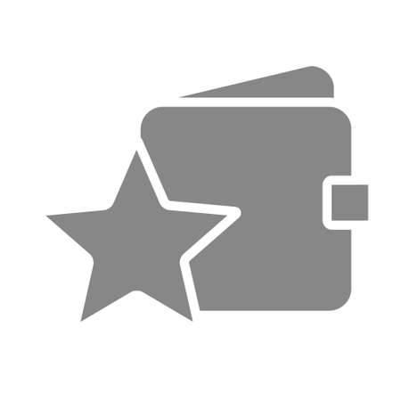 Wallet with star gray icon. Money insurance sign. Like, positive feedbac symbol.のイラスト素材