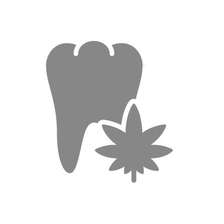 Human tooth with marijuana gray icon. Anesthesia symbolのイラスト素材