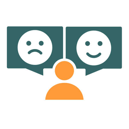 Human with different emotions colored icon. Positive and negative emoji symbol
