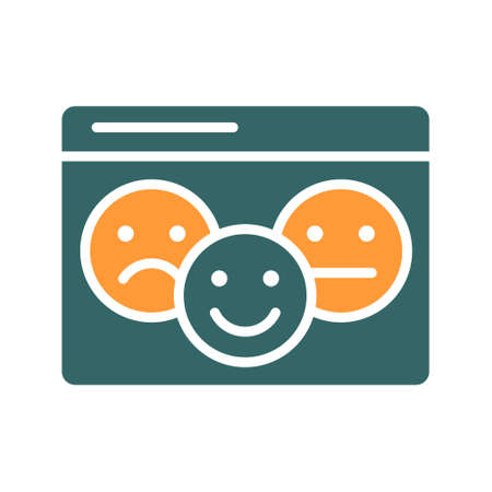 Feedback web page, different reviews colored icon. Positive, expressionless and negative emotion symbolのイラスト素材