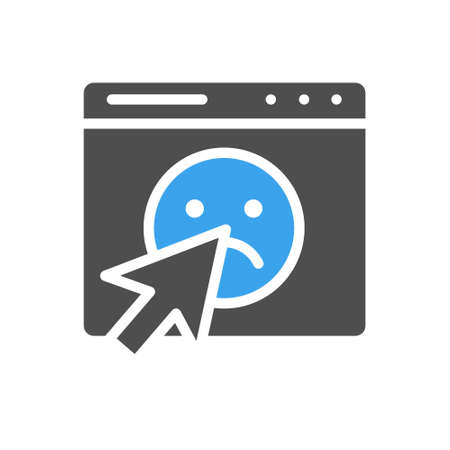 Email, webpage with sad face colored icon. Customer satisfaction, feedback, emoji rating in message symbolのイラスト素材