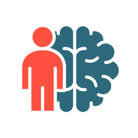 Brain with man colored icon. The main organ of the central nervous system of the person symbol
