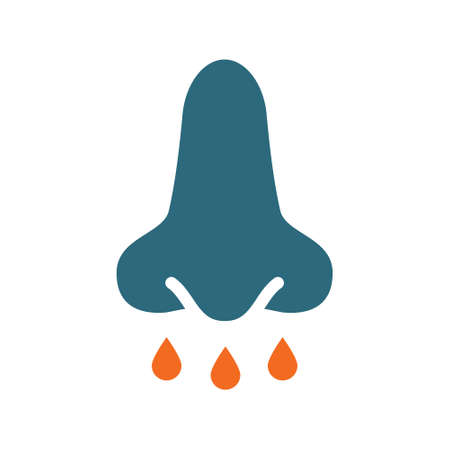Sinusitis colored icon. Diseased of nose and paranasal sinuse, stuffy nose, runny nose symbolのイラスト素材