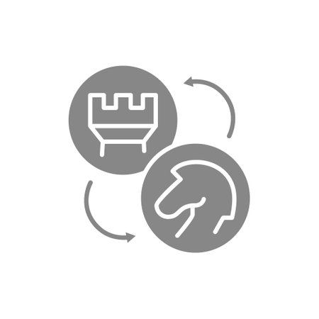 Knight and rook chess exchange gray icon. Board game, table entertainment symbolのイラスト素材