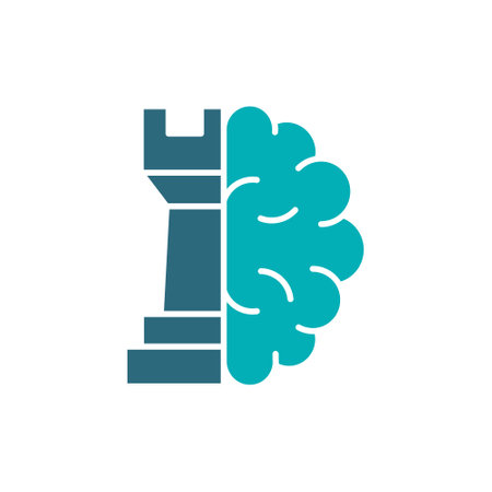 Rook chess with brain colored icon. Board game, table entertainment symbolのイラスト素材