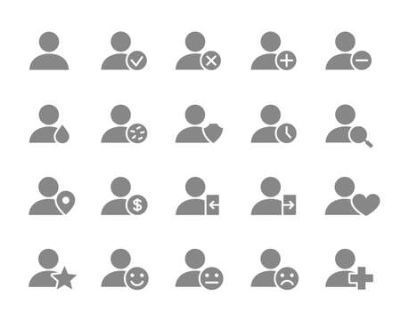 Set of users grey icon. Humans with different navigation and more.のイラスト素材