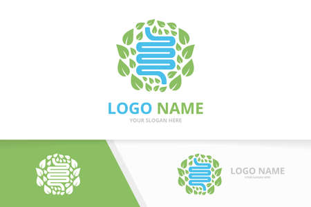 Green natural colon logo. Premium digestion logotype design template.のイラスト素材