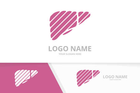 Liver care logo design. Unique internal organ logotype design template.のイラスト素材