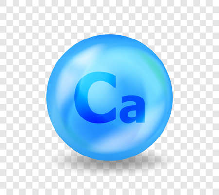 Mineral Ca Calcium. 3D Vitamin complex illustration concept. Blue drug nutrition design for beauty, cosmetic, heath advertising.のイラスト素材