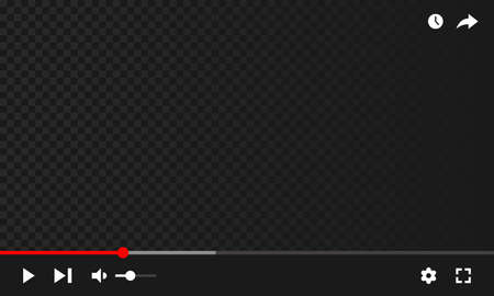 Video player interface design template for social media webpage. Full frame video player elements mockup template.のイラスト素材