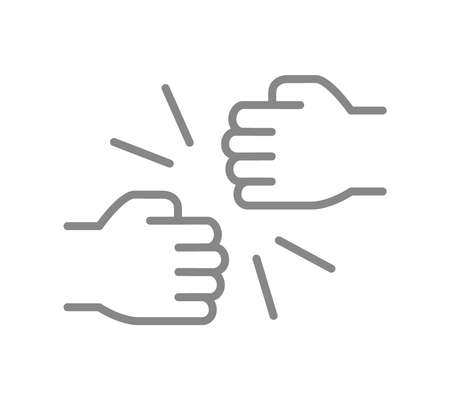 Fist bump line icon. Handshake, partnership symbolのイラスト素材