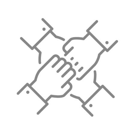 Team work line icon. Solidarity, support, teamwork, unity symbolのイラスト素材