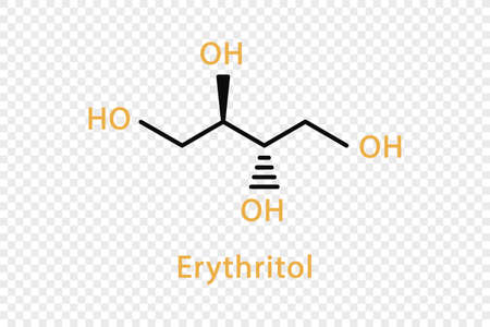 Erythritol chemical formula. Erythritol structural chemical formula isolated on transparent background.のイラスト素材